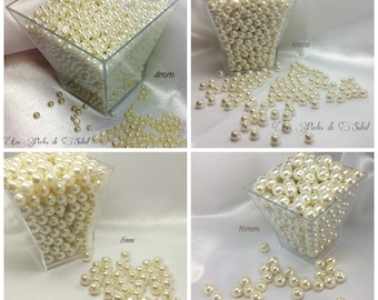 IVORY pearly glass beads 4mm, 6mm, 8mm, 10mm, 12mm