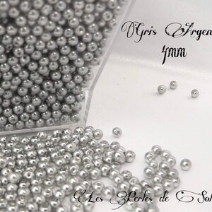 Perles nacrées GRIS ARGENTÉ en verre 4mm, 6mm, 8mm et 10mm image 5