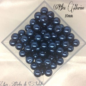 Perles nacrées BLEU MARINE en verre 4mm, 6mm, 8mm et 10mm image 2