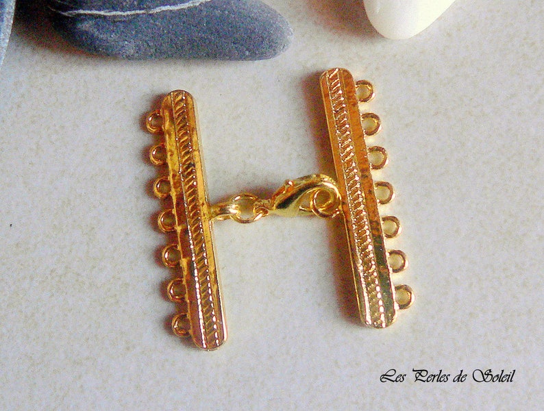 1 carabiner clasp 7 rows golden dim: 14x18x3mm image 1