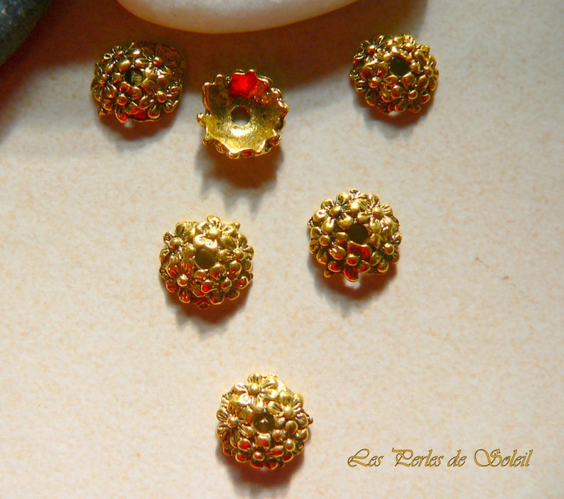 Coupelles modele fleurs couleur doré ou argent antique 11x3mm image 5