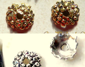 Coppe modello fiore colore oro o argento antico 11x3mm