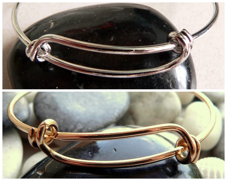 2 bracelet jonc bangles extensible fil en métal argenté ou doré Ø 60cm image 1