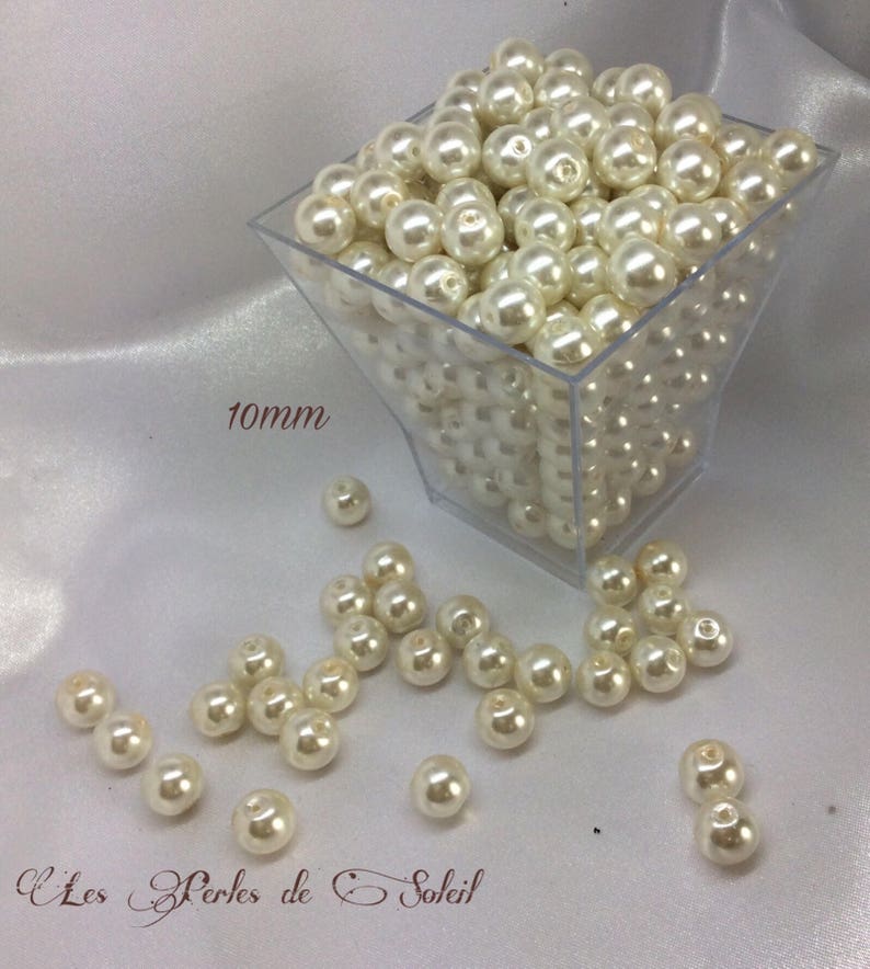 Perles nacrées IVOIRE en verre 4mm, 6mm, 8mm, 10mm, 12mm image 6