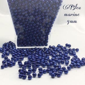 Perles nacrées BLEU MARINE en verre 4mm, 6mm, 8mm et 10mm image 5
