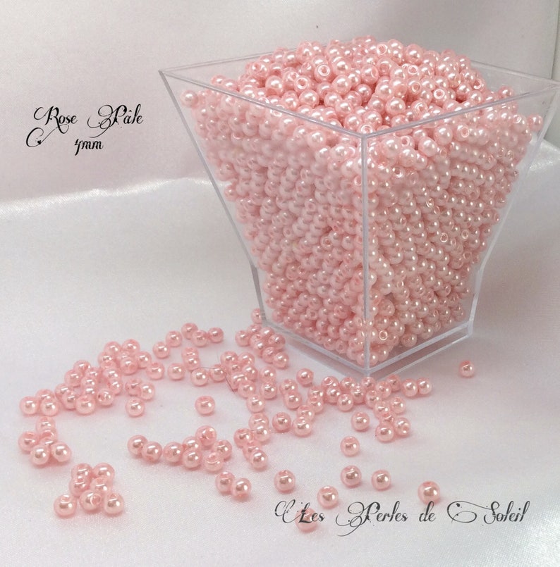 Perles nacrées ROSE PALE en verre 4mm, 6mm, 8mm, 10mm image 2