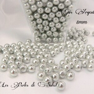 Perles nacrées GRIS ARGENTÉ en verre 4mm, 6mm, 8mm et 10mm image 3