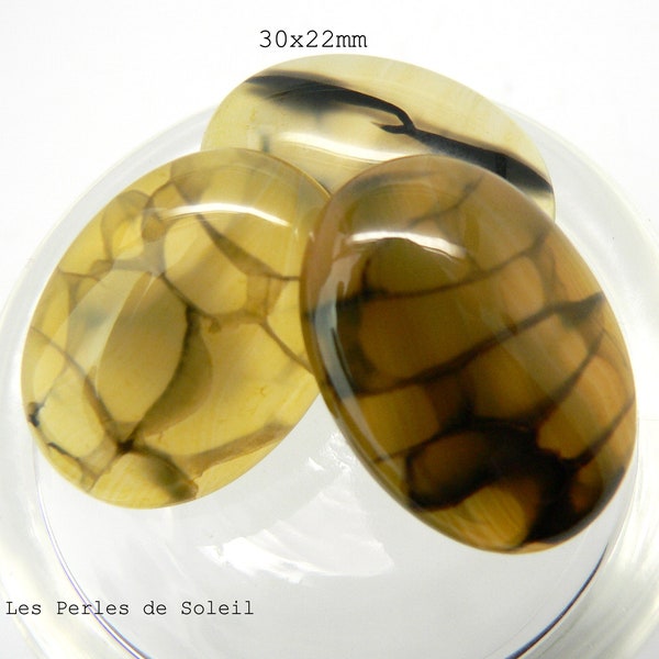 cabochon pierre gemme veine de dragon vert ovale 30x22mm