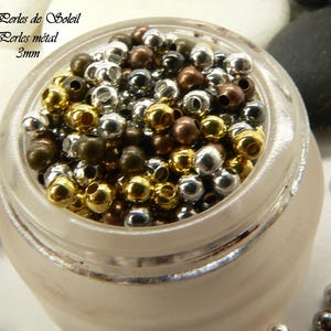 50 perles en laiton 3mm couleurs mixtes image 1