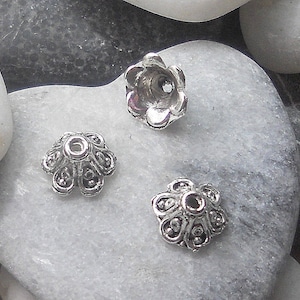 25 cups flowers cones silver color 8x10mm