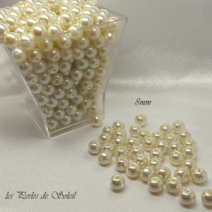 Perles nacrées IVOIRE en verre 4mm, 6mm, 8mm, 10mm, 12mm 画像 5