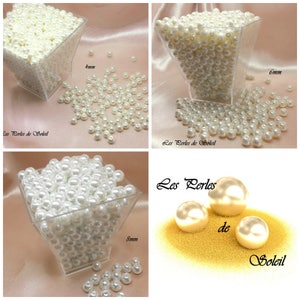 Perles nacrées BLANCHE en verre 4mm, 6mm, 8mm, 10mm, 12mm image 1