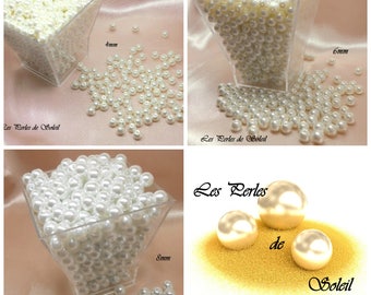Perles nacrées BLANCHE  en verre   4mm, 6mm, 8mm, 10mm, 12mm
