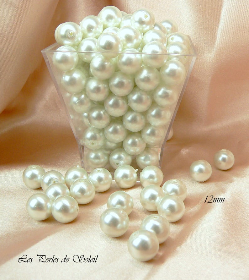 WHITE pearly glass beads 4mm, 6mm, 8mm, 10mm, 12mm image 9
