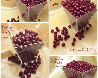 BORDEAUX FUSCHIA pearly glass beads 4mm, 6mm, 8mm and 10mm