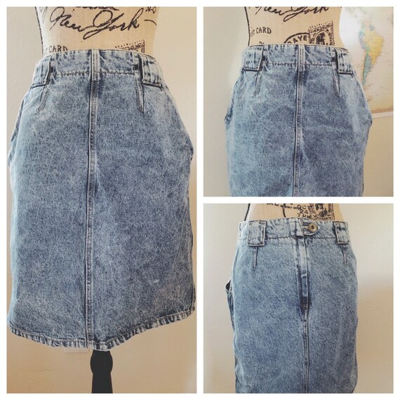 acid wash midi skirt