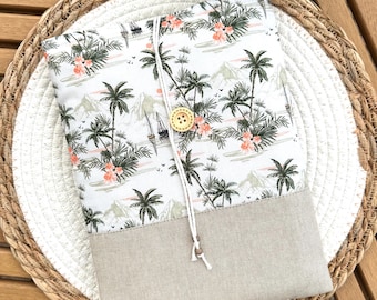 Padded fabric book bag for paperbacks or hardcovers with sailboat motifs - beach accessory - reading