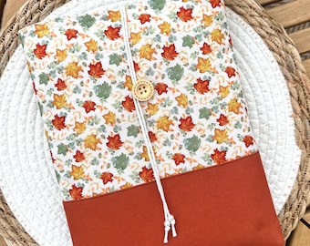 Fabric book cover in pocket or paperback format - reading gift - autumn leaves book cover