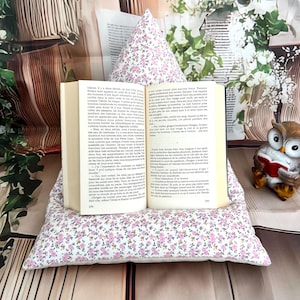 Cojín de lectura - cuña para libros - regalo para el lector - soporte para tableta - floral