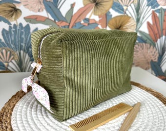Large velvet toiletry bag - makeup - gift for girls