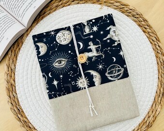 Padded fabric sleeve for paperback or hardcover books - astrology