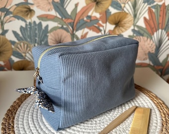 Large velvet toiletry bag - makeup - gift for girls