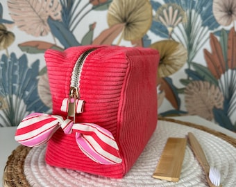 Large pink velvet pouch – gift idea for women – travel bag