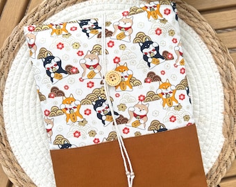 Fabric book cover in pocket or paperback format - reading gift - book cover - dogs