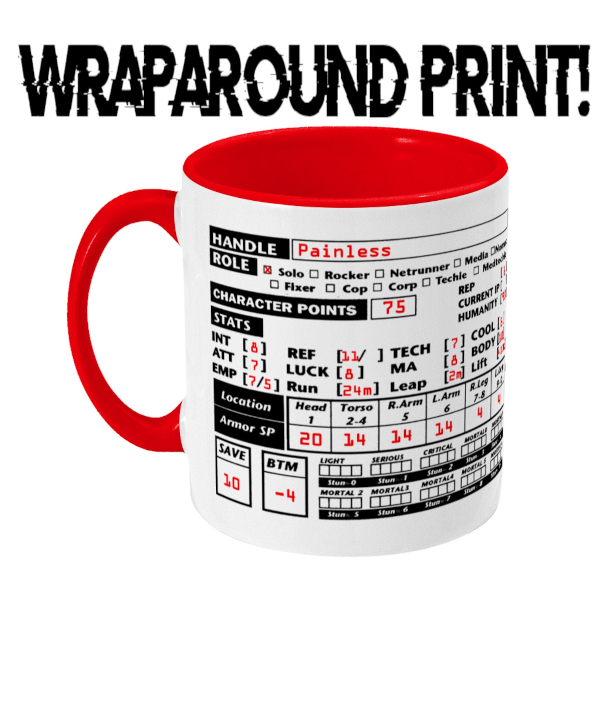 Cyberpunk 2020 Character Sheet RPG Gamer Mug - Etsy