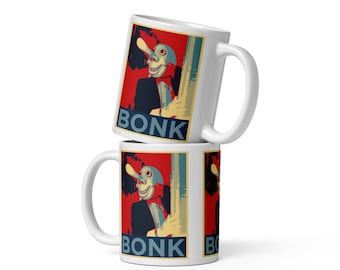 Mug blanc brillant Noseybonk British TV 1979 Kids Show Creepy Parody