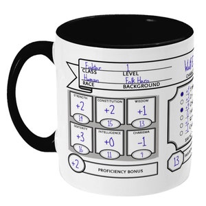 Personalized DnD Character Sheet Gamer Mug, Dungeons and Dragons Mug, Custom DnD Gifts For Christmas