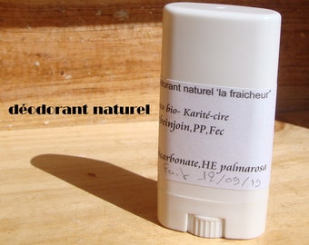 déodorant, stick tube de déodorant naturel 'la fraicheur' HE palmarosa