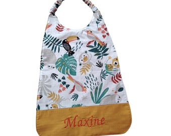 Babero elástico personalizado para cantimplora, servilletas para guardería