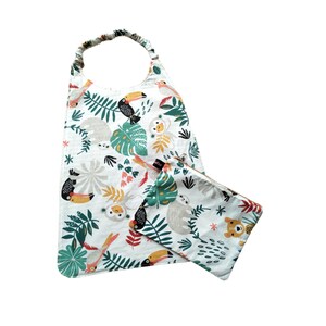 Serviette De Cantine Enfant Avec Pochette - Grand Bavoir Élastique - Motif Engins De Chantier - Lavable à La Main