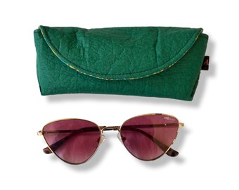 Funda gafas piñatex, funda gafas fibra piña, funda gafas piel vegetal, piel vegana, protección gafas