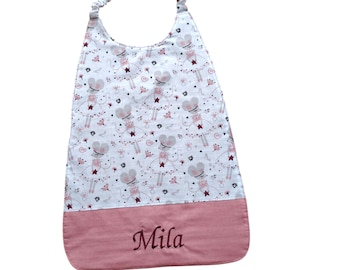 Babero elástico personalizable para almuerzos escolares, servilletas para guardería, babero personalizado