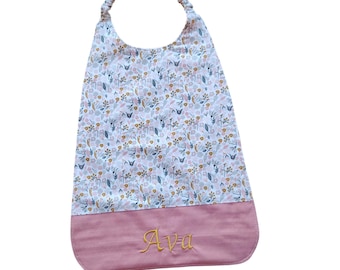 Babero elástico personalizable para almuerzos escolares, servilletas para guardería, babero personalizado