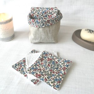 Bamboe make-up remover doekjes + mand, herbruikbare doekjes, zero waste doekjes, katoen make-up verwijderen, wasbare doekjes, linnen mand
