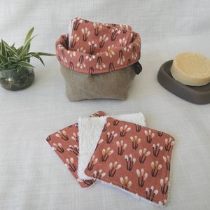 Bamboe make-up remover doekjes + mand, herbruikbare doekjes, zero waste doekjes, katoen make-up verwijderen, wasbare doekjes, linnen mand