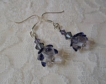 Lampwork-spun pearl earrings and Swarovski pearls