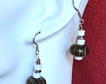 Boucles d'oreilles avec perles en verre et acier inoxydable
