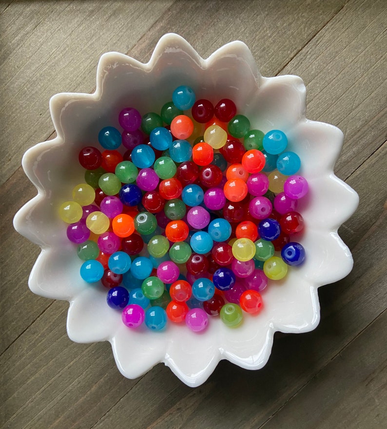 Rainbow Glass Beads 8mm Multicolor Bead Mix 20 Pieces Etsy