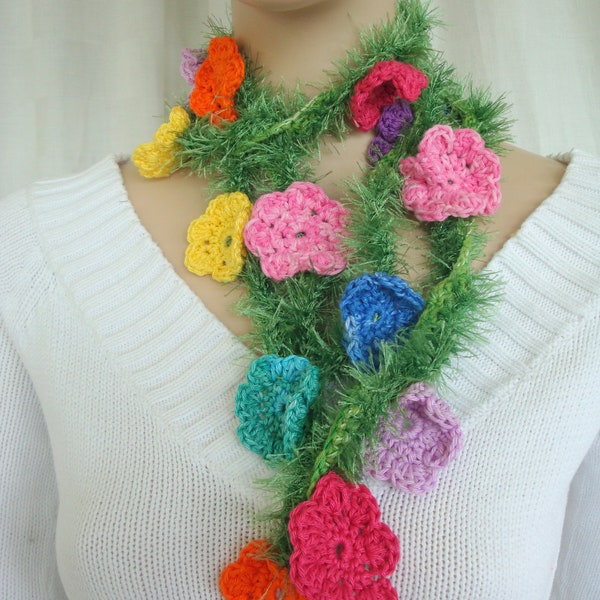 collier guirlande fleurs multicolore fait main