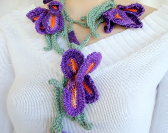 floral crochet necklace  collier crochet les iris