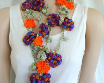 floral garland  necklace  collier guirlande crochet