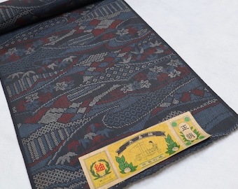 Vintage Oshima Silk Tsumugi Kimono Whole Bolt (12.937 yards / 11.83m), Oshima, Handwoven Tsumugi, Unused, Free Shipping Upgrade: KTSS-090803
