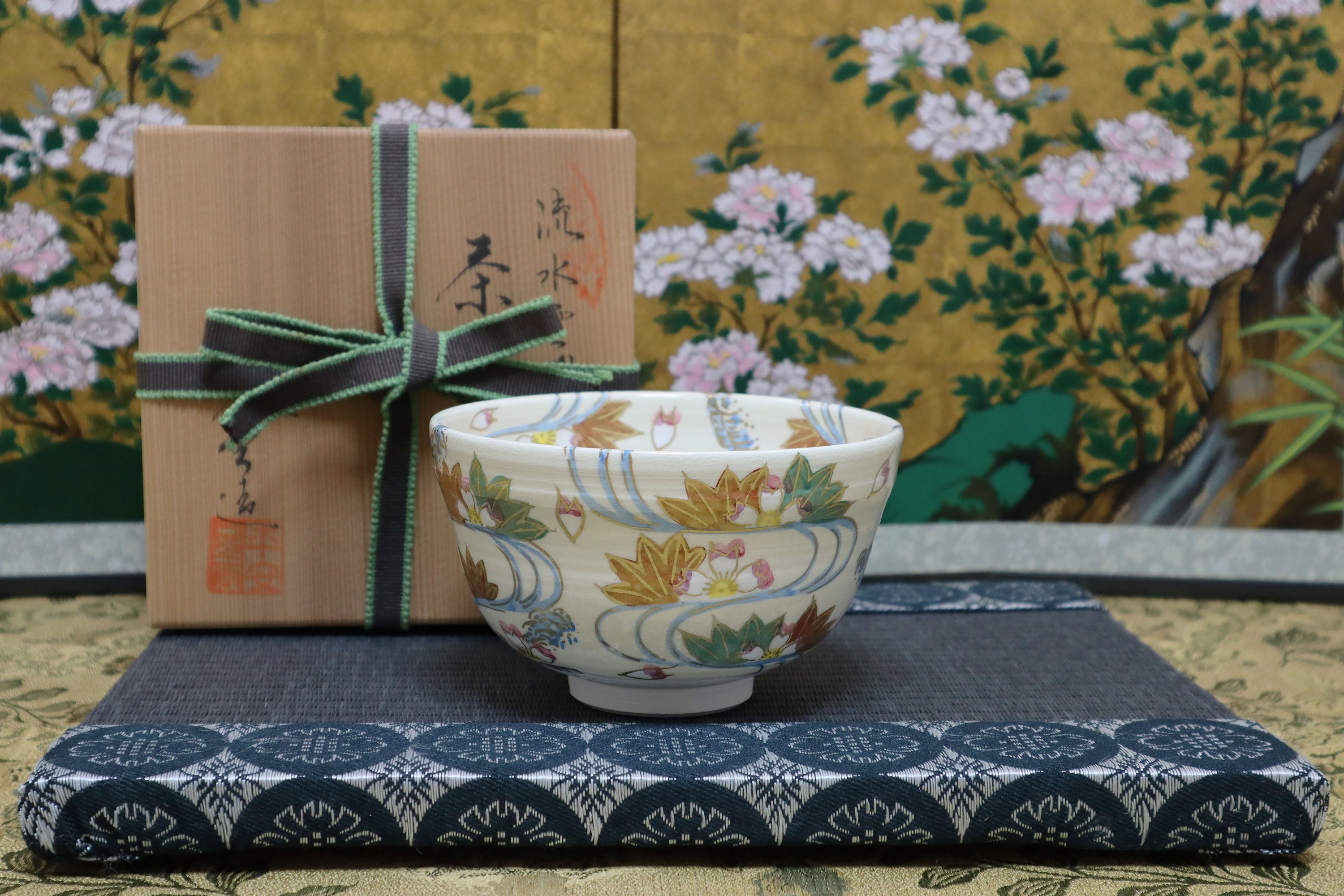 Vintage Kyo-yaki Matcha Tea Bowl, Heian Kouun, Japanese Matcha Tea