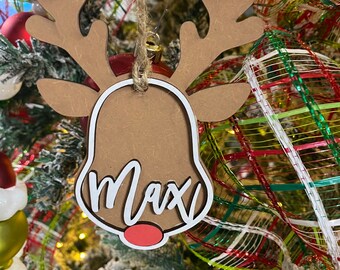 Personalized Reindeer Ornament , Christmas ornaments , personalized kids ornaments