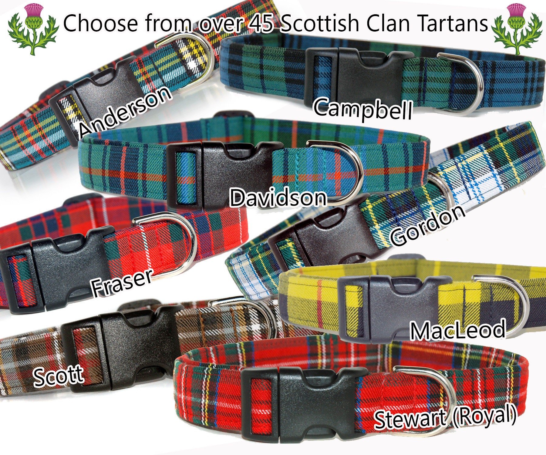 Tartan Dog Collar, Choose your custom tartan dog collar from over man…