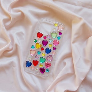 Hearts Rhinestone Resin Phone Case / Valentine's Day Gift / Gift for Her / Love